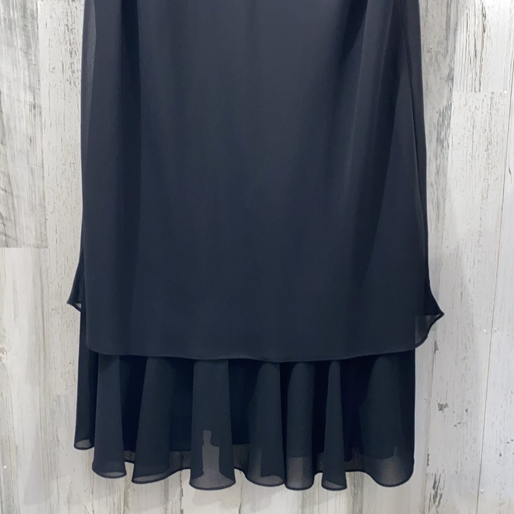 0701 Dana Kay Black Sleeveless Sheath Dress with Ruffled Hem - Picture 4 of 6